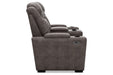 HyllMont Gray Power Reclining Loveseat with Console - 9300318 - Gate Furniture