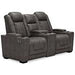 HyllMont Gray Power Reclining Loveseat with Console - 9300318 - Gate Furniture