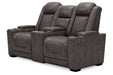 HyllMont Gray Power Reclining Loveseat with Console - 9300318 - Gate Furniture