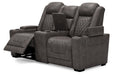 HyllMont Gray Power Reclining Loveseat with Console - 9300318 - Gate Furniture