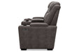 HyllMont Gray Power Reclining Loveseat with Console - 9300318 - Gate Furniture