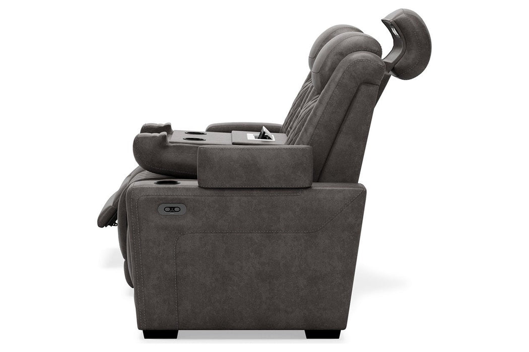 HyllMont Gray Power Reclining Sofa - 9300315 - Gate Furniture