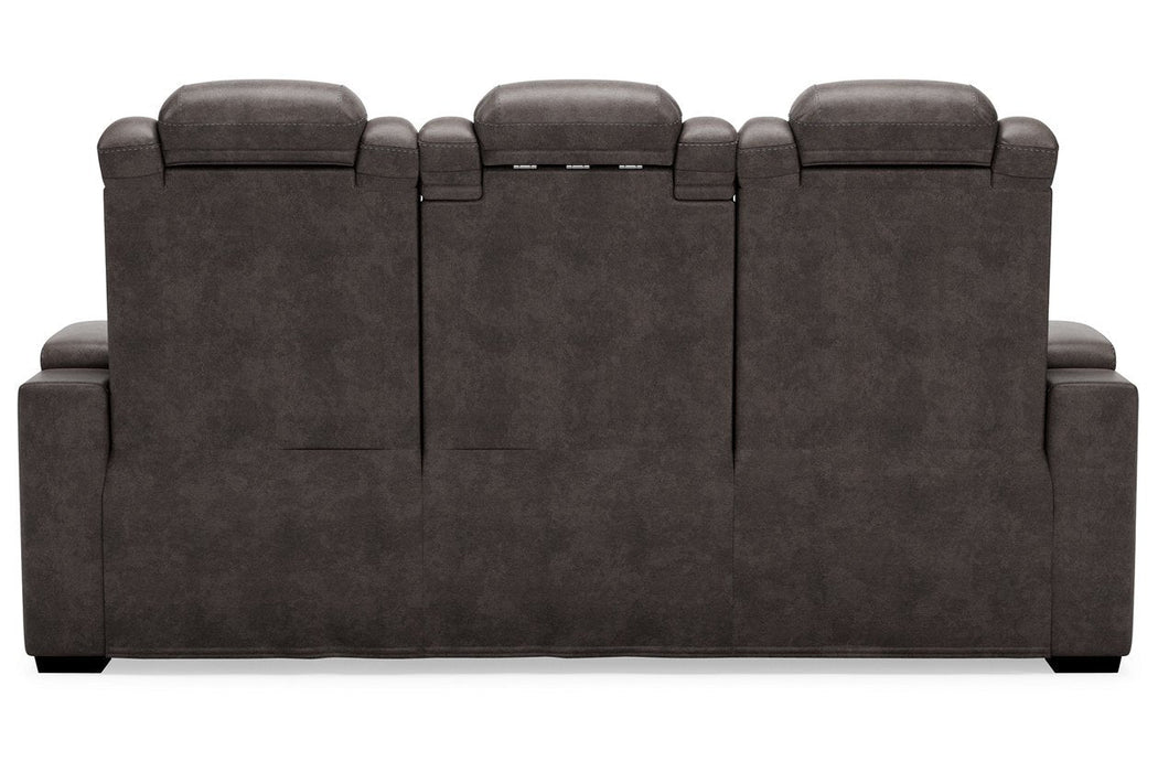 HyllMont Gray Power Reclining Sofa - 9300315 - Gate Furniture