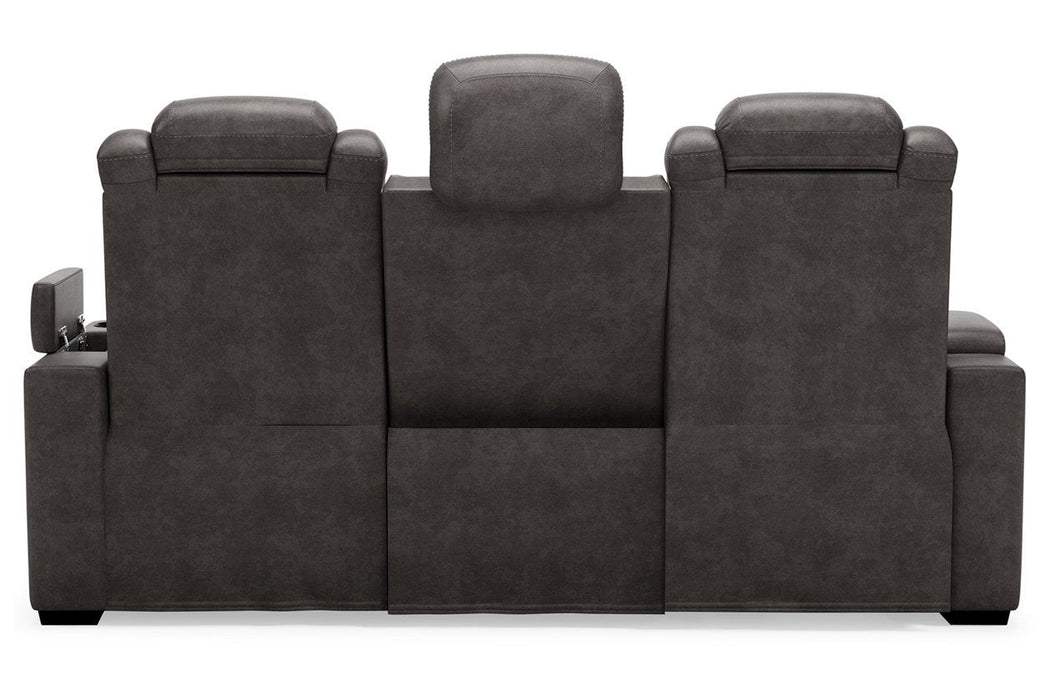 HyllMont Gray Power Reclining Sofa - 9300315 - Gate Furniture