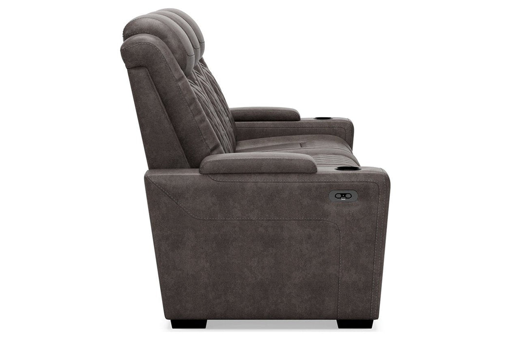 HyllMont Gray Power Reclining Sofa - 9300315 - Gate Furniture