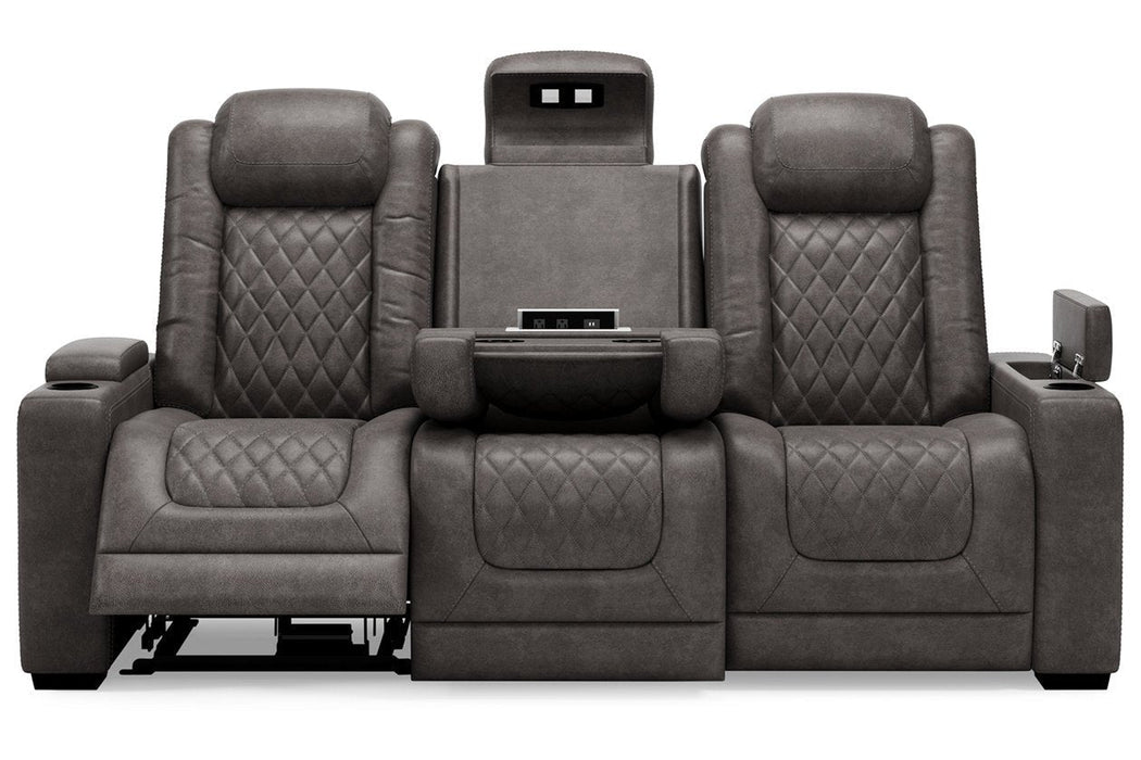 HyllMont Gray Power Reclining Sofa - 9300315 - Gate Furniture