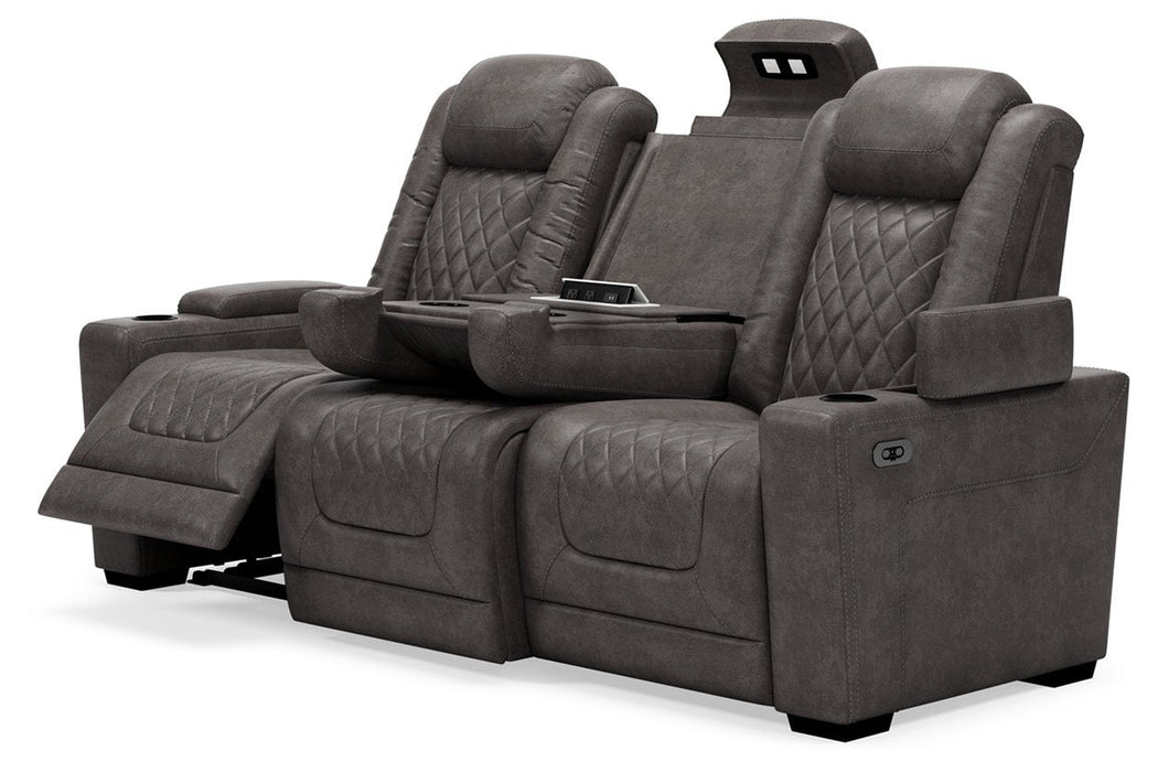 HyllMont Gray Power Reclining Sofa - 9300315 - Gate Furniture