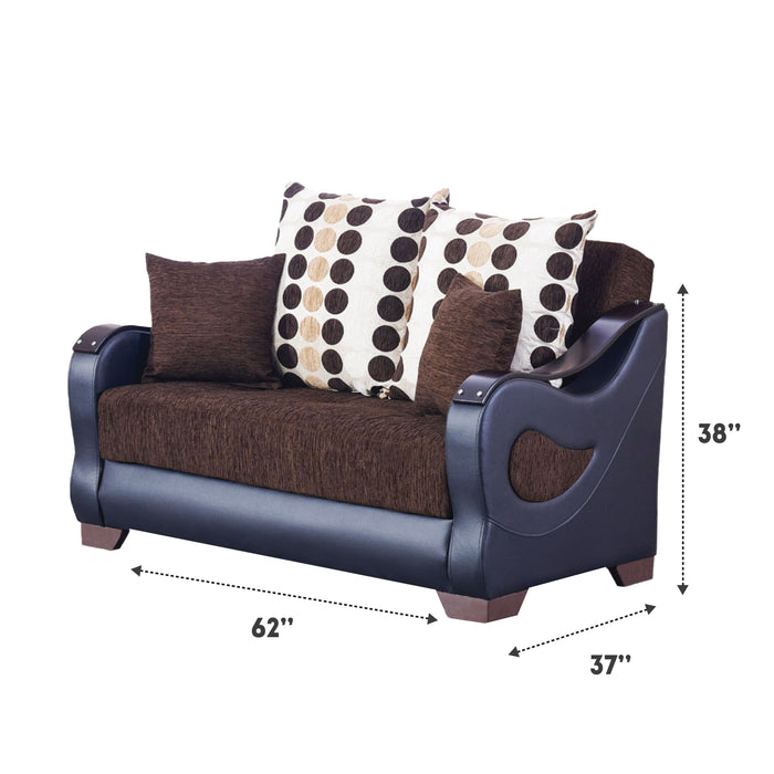 Illinois 62 in. Convertible Sleeper Loveseat in Brown with Storage - LS-ILLINOIS - In Stock Furniture