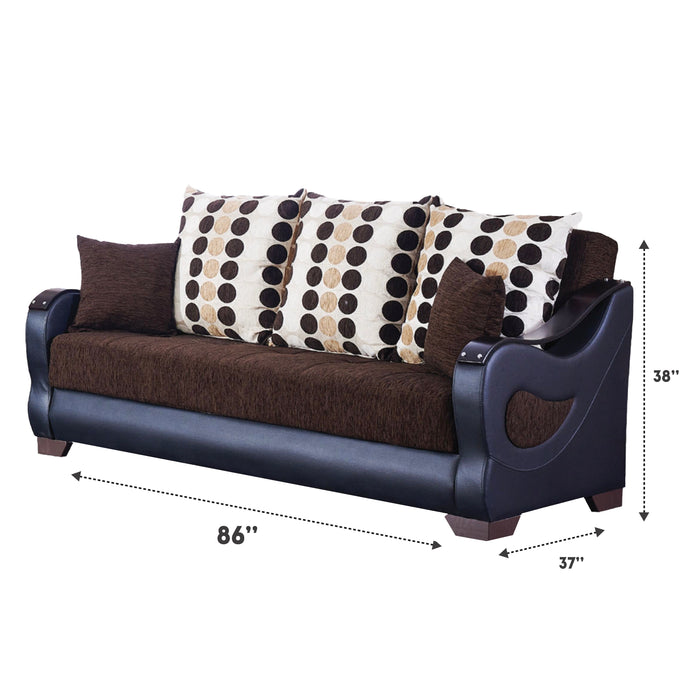 Illinois 86 in. Convertible Sleeper Sofa in Brown with Storage - SB-ILLINOIS - In Stock Furniture