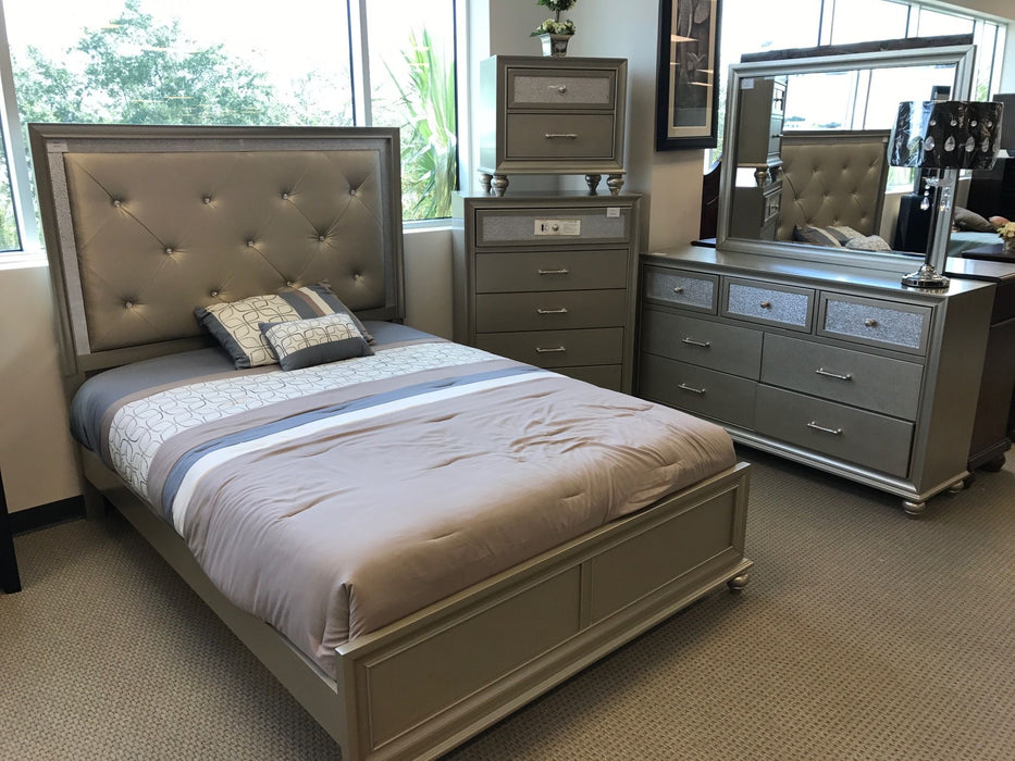 Lila Champagne Upholstered Panel Bedroom Set