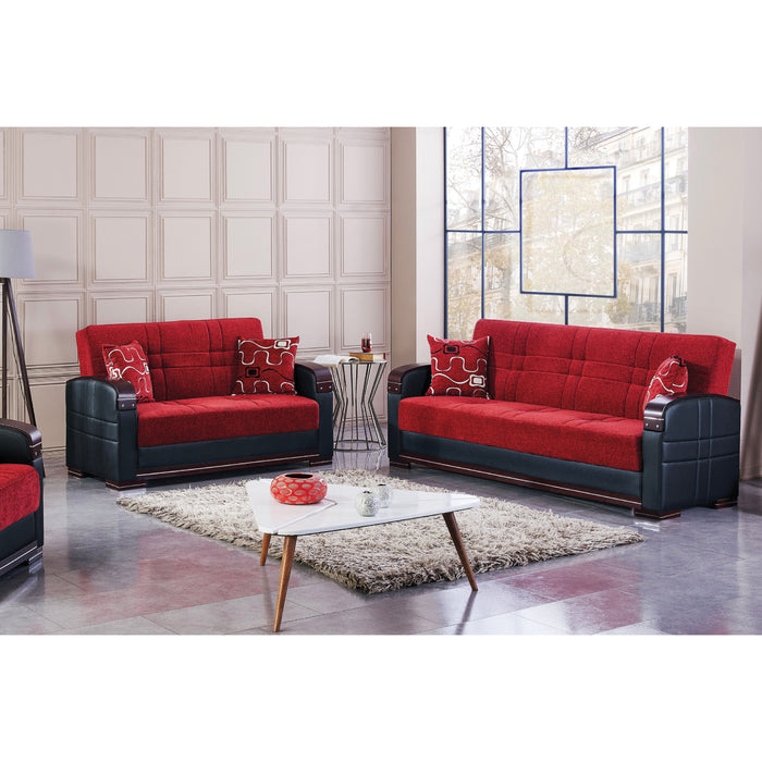 Indiana 89 in. Convertible Sleeper Sofa in Red with Storage - SB-INDIANA - In Stock Furniture