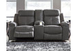 Jesolo Dark Gray Reclining Loveseat with Console - 8670594 - Gate Furniture