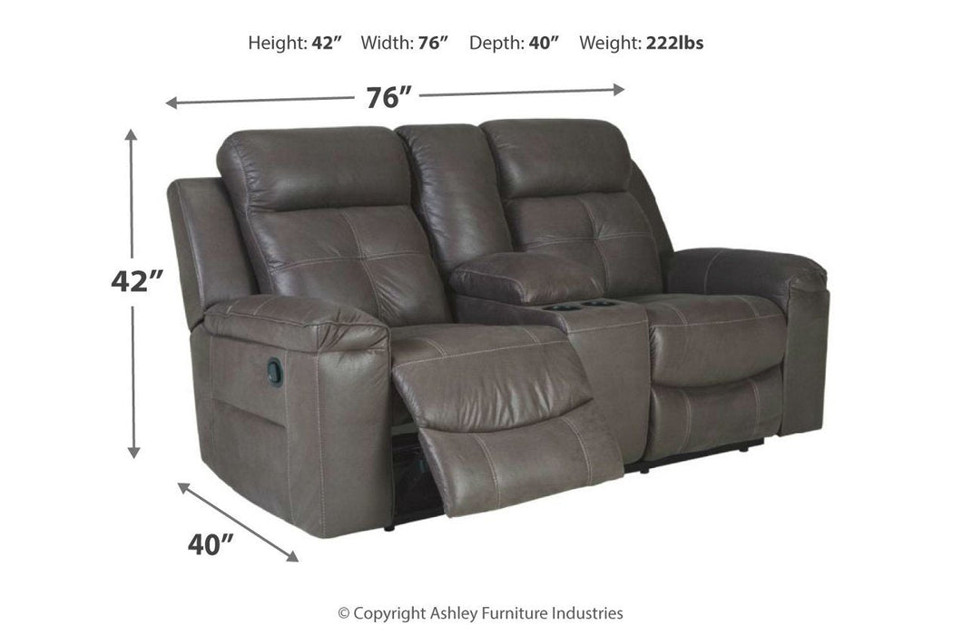 Jesolo Dark Gray Reclining Loveseat with Console - 8670594 - Gate Furniture