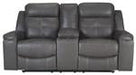 Jesolo Dark Gray Reclining Loveseat with Console - 8670594 - Gate Furniture