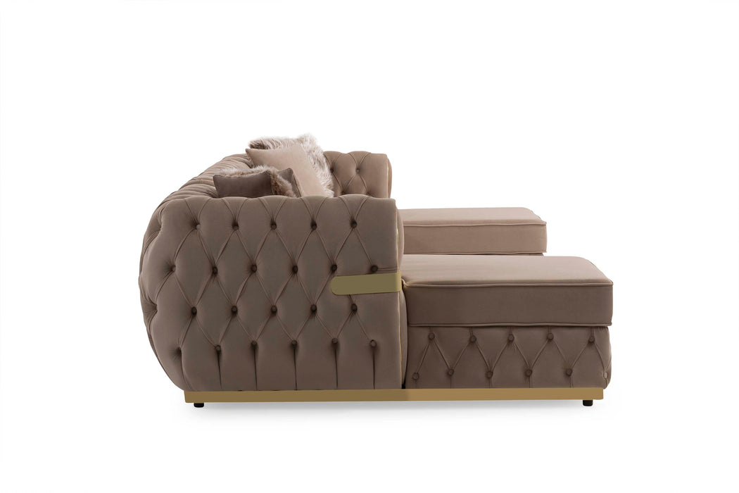 Jester Cream Velvet Double Chaise Sectional