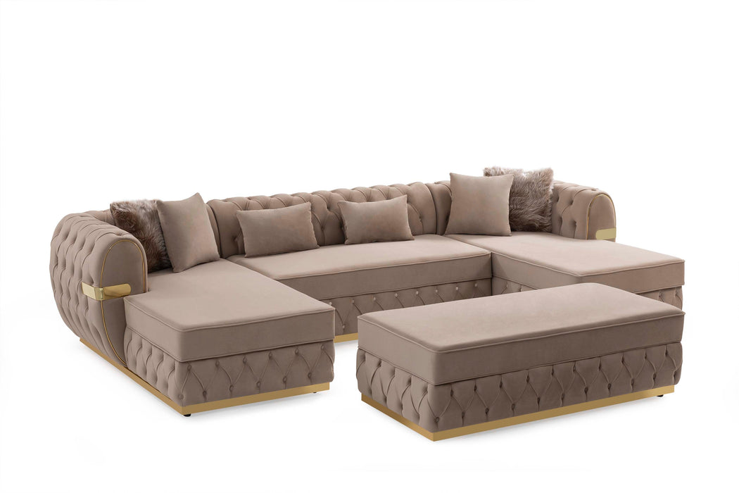 Jester Cream Velvet Double Chaise Sectional