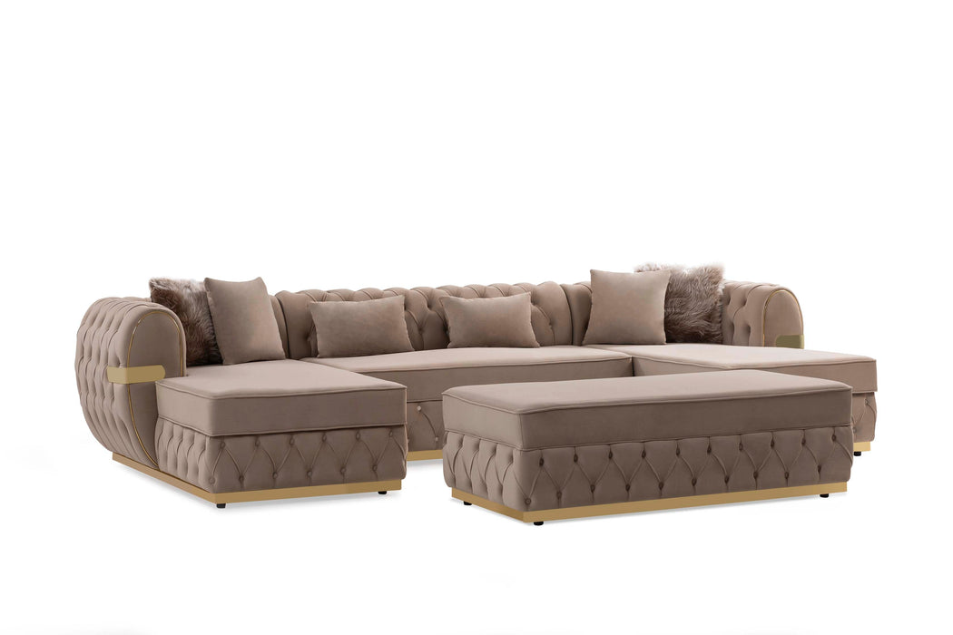 Jester Cream Velvet Double Chaise Sectional