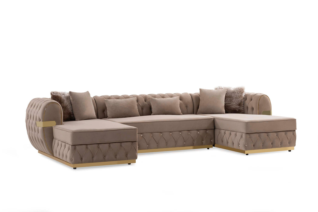 Jester Cream Velvet Double Chaise Sectional