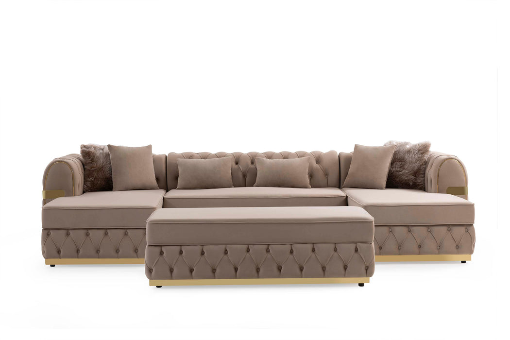 Jester Cream Velvet Double Chaise Sectional