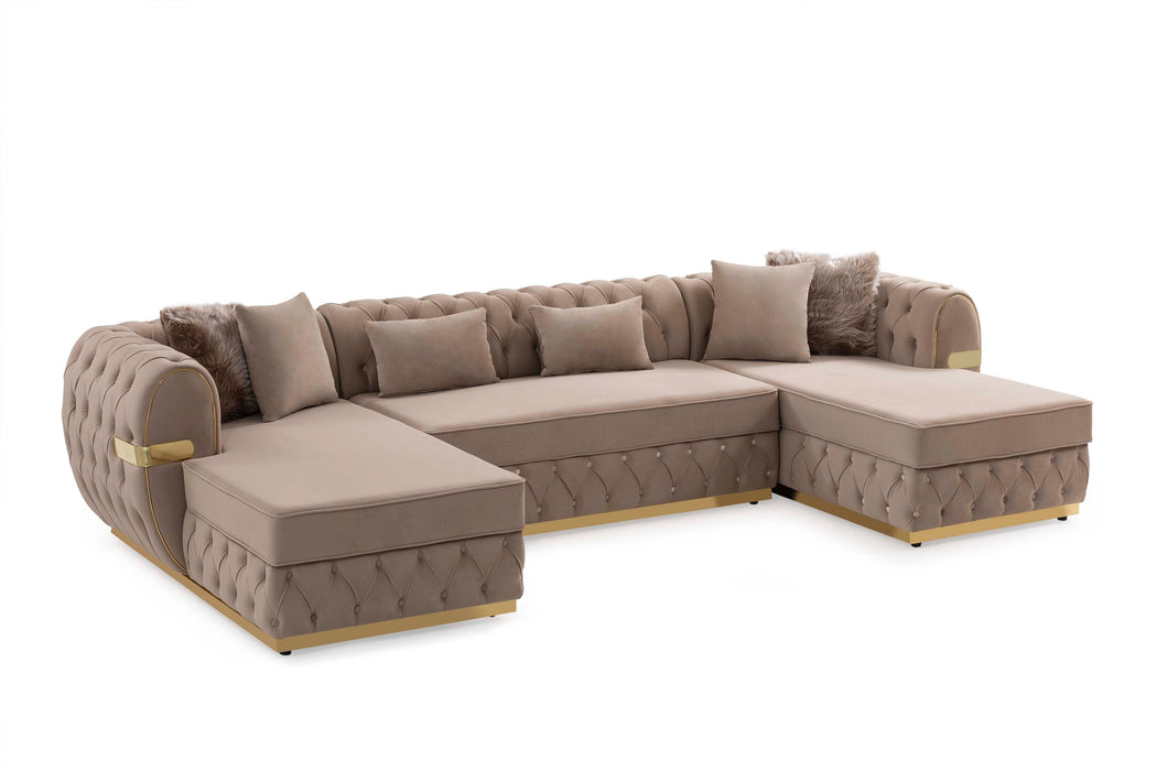 Jester Cream Velvet Double Chaise Sectional