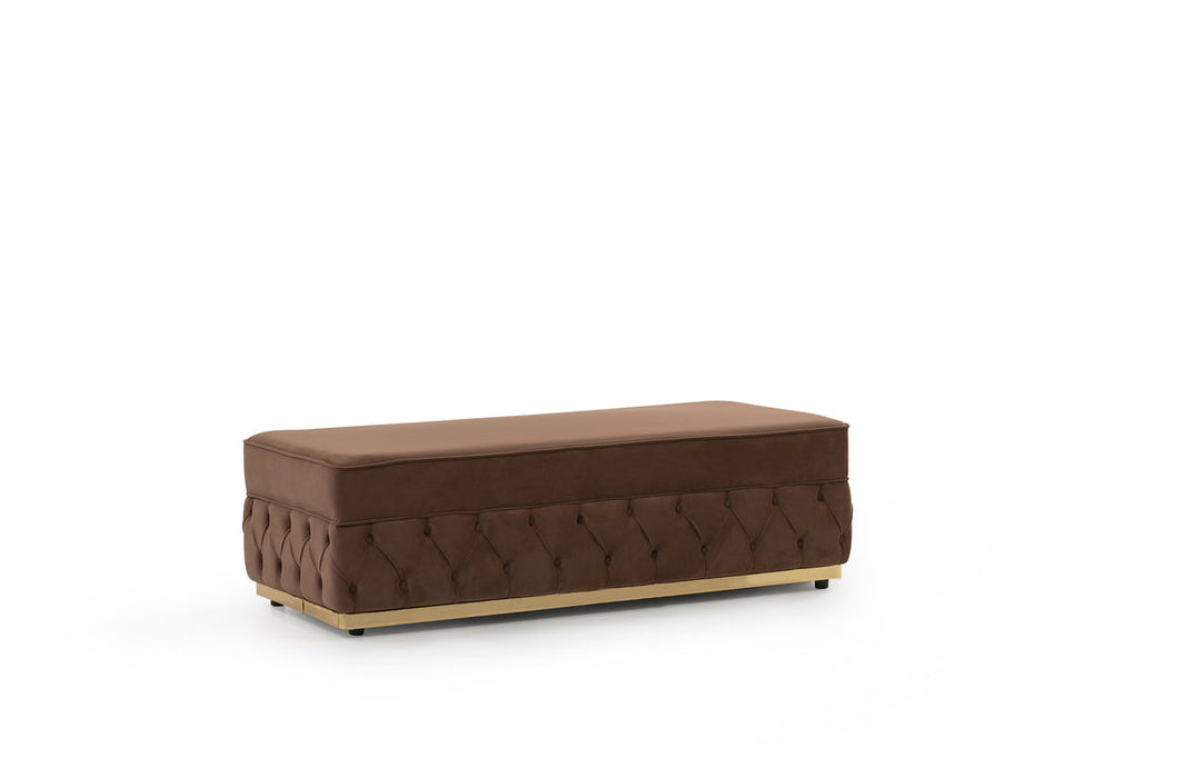 Jester Mocha Velvet Rectangle Ottoman - In Stock Furniture