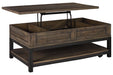 Johurst Grayish Brown Coffee Table with Lift Top - T444-9 - Gate Furniture