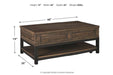 Johurst Grayish Brown Coffee Table with Lift Top - T444-9 - Gate Furniture