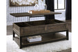 Johurst Grayish Brown Coffee Table with Lift Top - T444-9 - Gate Furniture