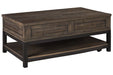 Johurst Grayish Brown Coffee Table with Lift Top - T444-9 - Gate Furniture