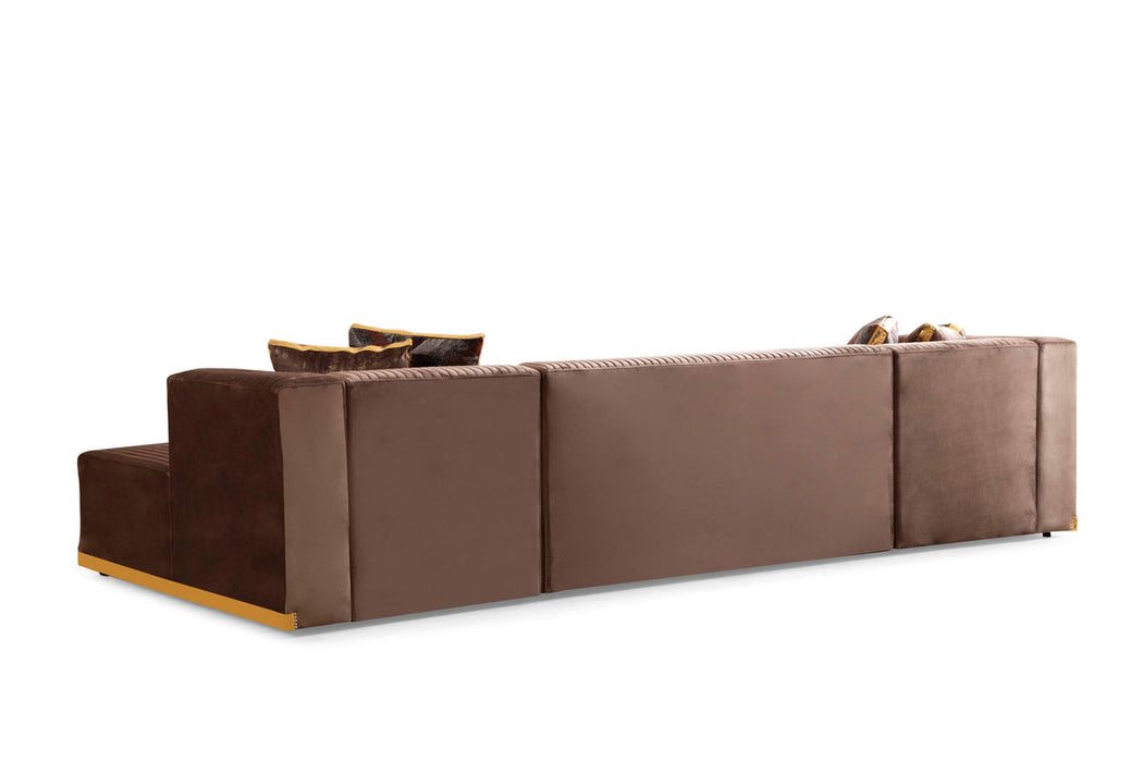 Juliana Mocha Velvet Double Chaise Sectional - Gate Furniture