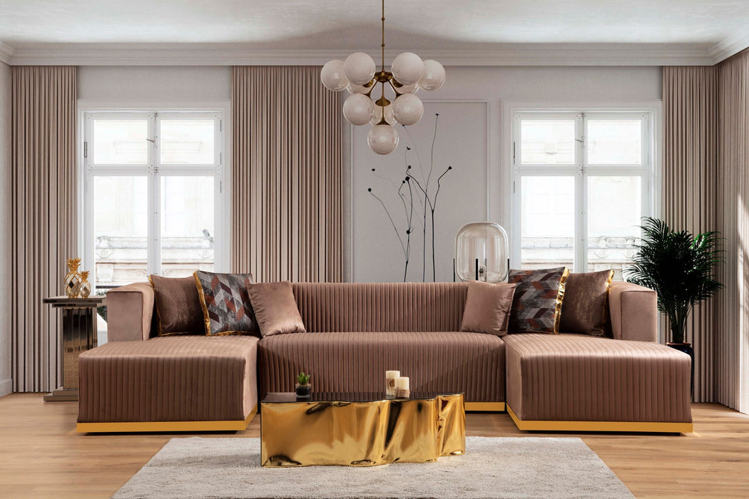 Juliana Mocha Velvet Double Chaise Sectional