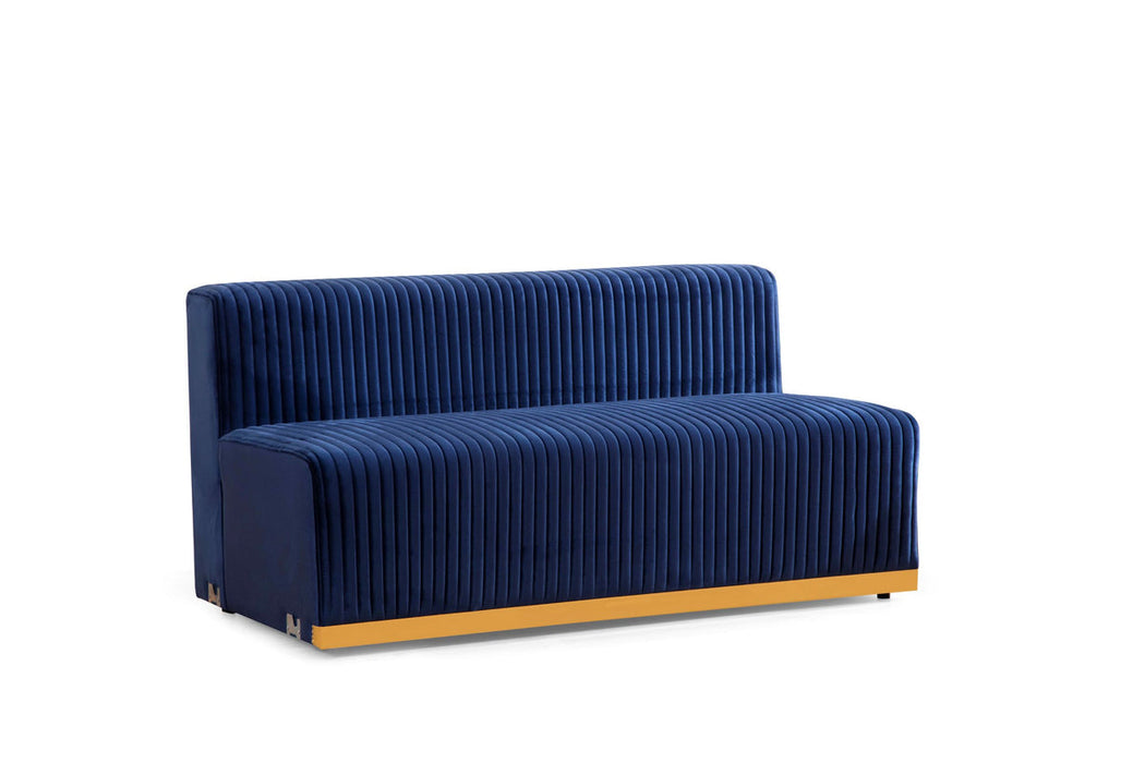 Juliana Navy Velvet Double Chaise Sectional - Gate Furniture