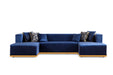 Juliana Navy Velvet Double Chaise Sectional - Gate Furniture