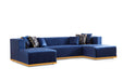 Juliana Navy Velvet Double Chaise Sectional - Gate Furniture