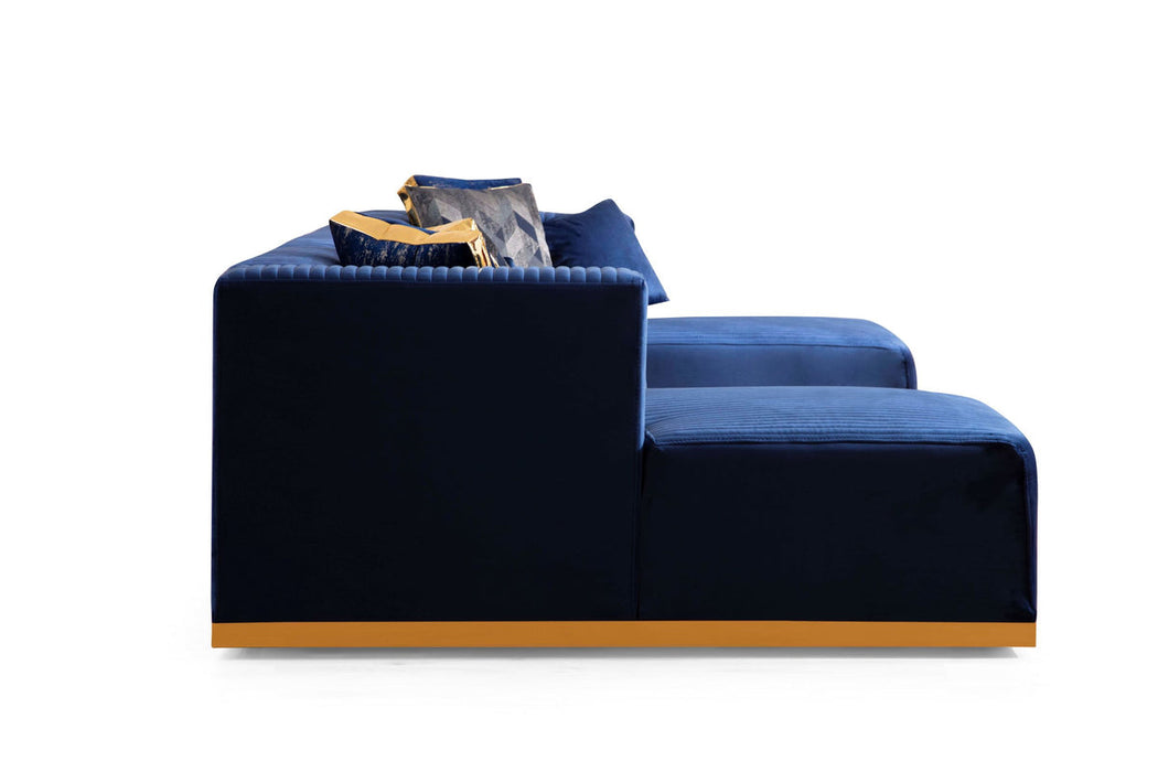 Juliana Navy Velvet Double Chaise Sectional - Gate Furniture