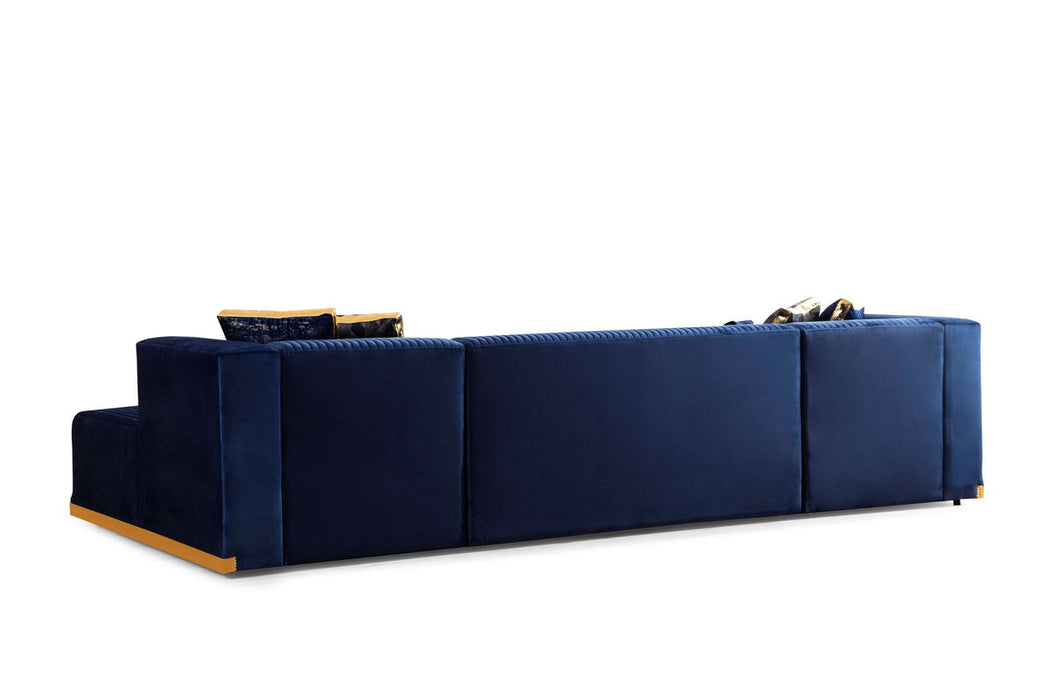 Juliana Navy Velvet Double Chaise Sectional - Gate Furniture