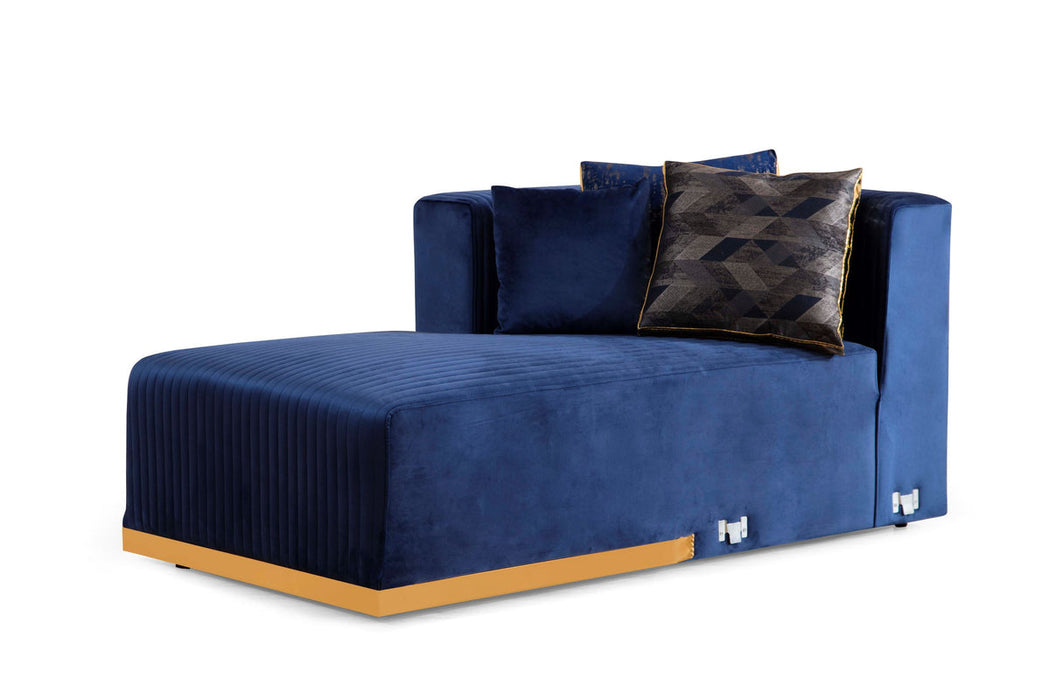 Juliana Navy Velvet Double Chaise Sectional - Gate Furniture