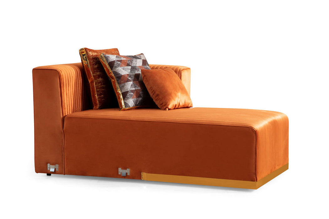 Juliana Orange Velvet Double Chaise Sectional - Gate Furniture