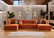 Juliana Orange Velvet Double Chaise Sectional - Gate Furniture