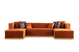 Juliana Orange Velvet Double Chaise Sectional - Gate Furniture