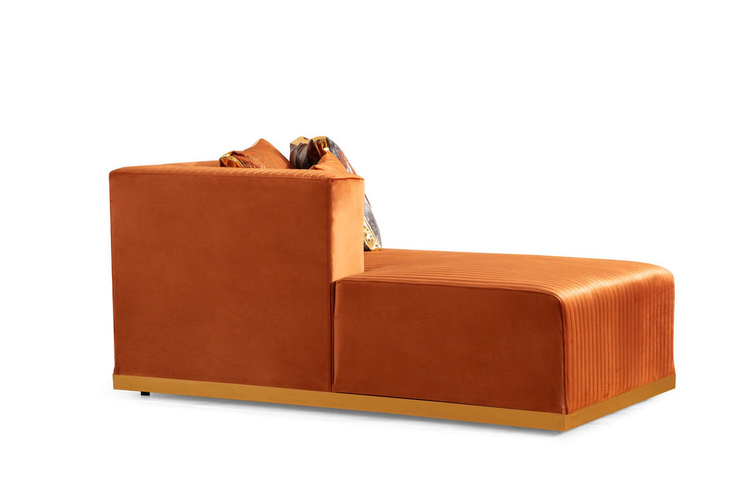 Juliana Orange Velvet Double Chaise Sectional - Gate Furniture