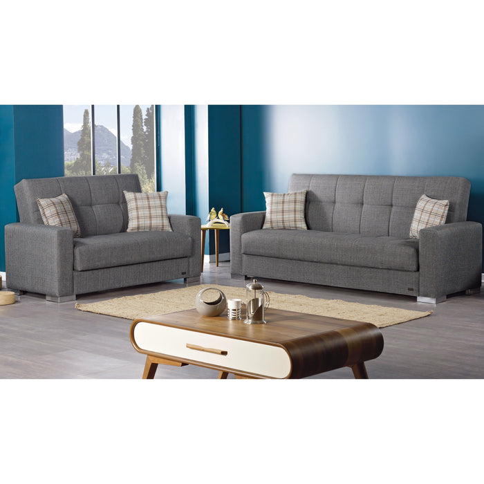 Kansas 65 in. Convertible Sleeper Loveseat in Grey with Storage - LS-KANSAS-GRAY - In Stock Furniture