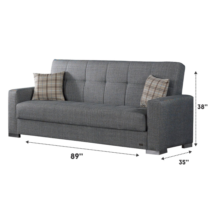 Kansas 89 in. Convertible Sleeper Sofa in Gray with Storage - SB-KANSAS - In Stock Furniture