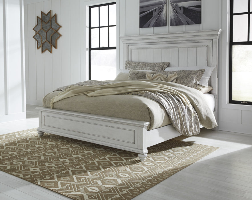 Kanwyn Whitewash King Panel Bed - Gate Furniture