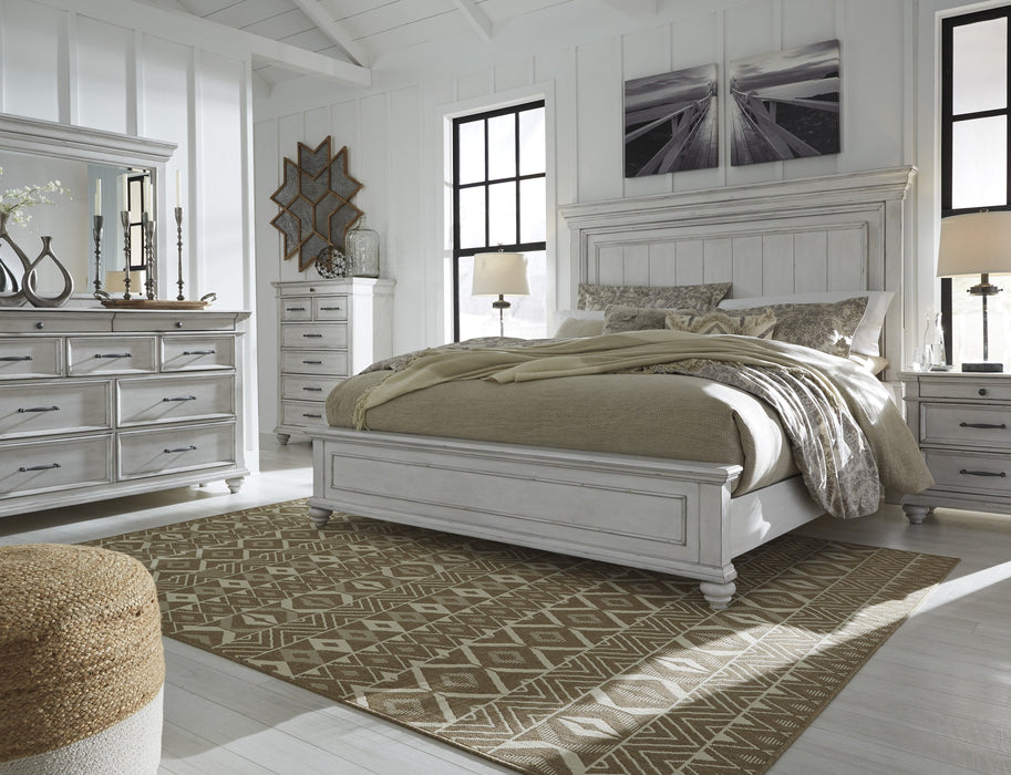 Kanwyn Whitewash King Panel Bed - Gate Furniture