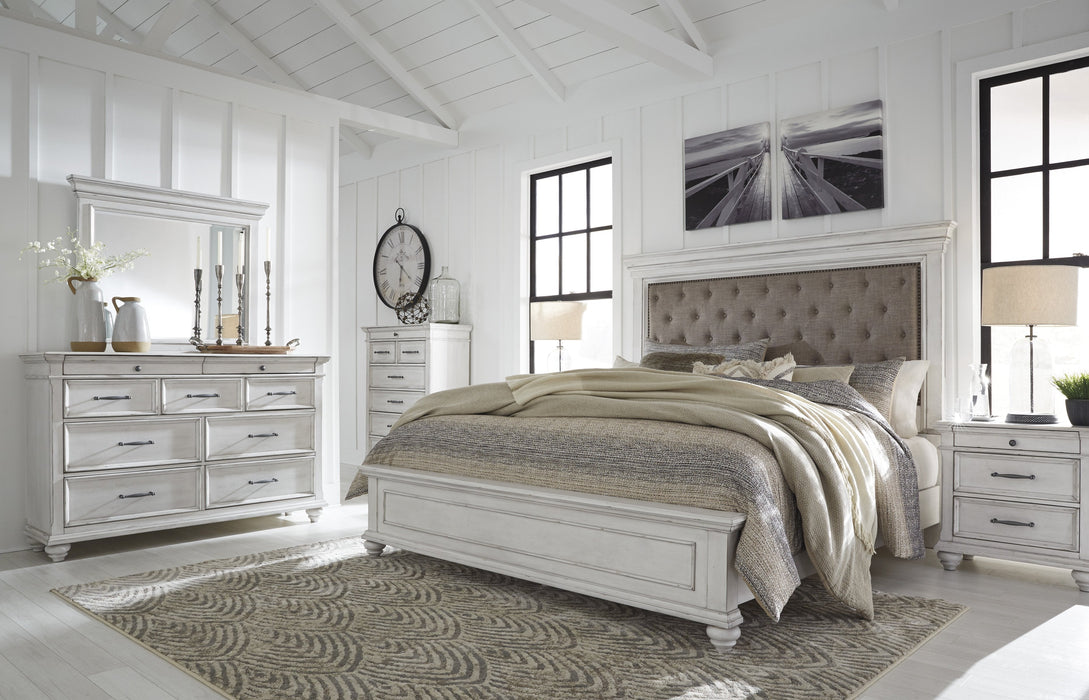 Kanwyn Whitewash King Upholstered Panel Bed - Gate Furniture