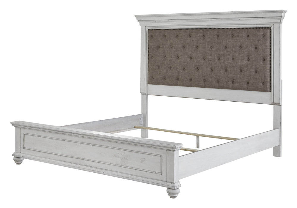 Kanwyn Whitewash King Upholstered Panel Bed - Gate Furniture