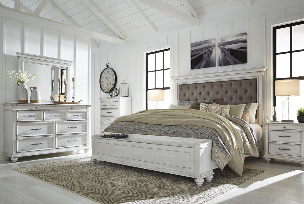 Kanwyn Whitewash King Upholstered Storage Bed - Gate Furniture