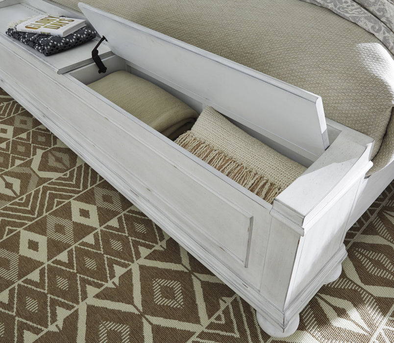 Kanwyn Whitewash King Upholstered Storage Bed - Gate Furniture