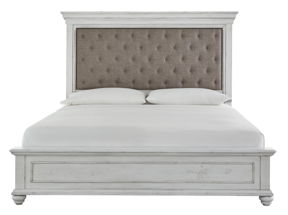 Kanwyn Whitewash Queen Upholstered Panel Bed - Gate Furniture